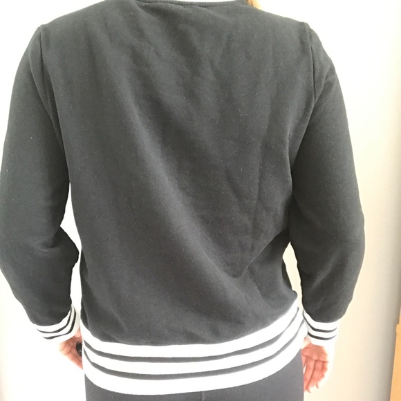 Black and White Stripe Crewneck Sweatshirt - Picture 3 of 5